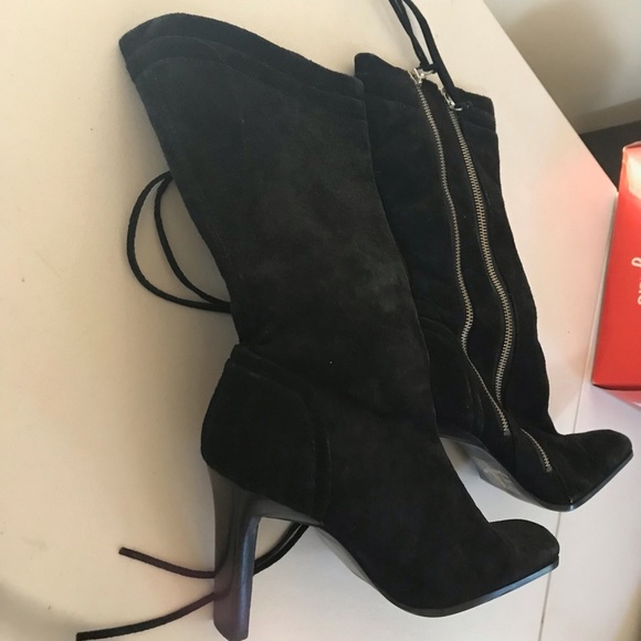 Classified size 10 black boots faux Suede  heeled double zip NWOT - Picture 13 of 13